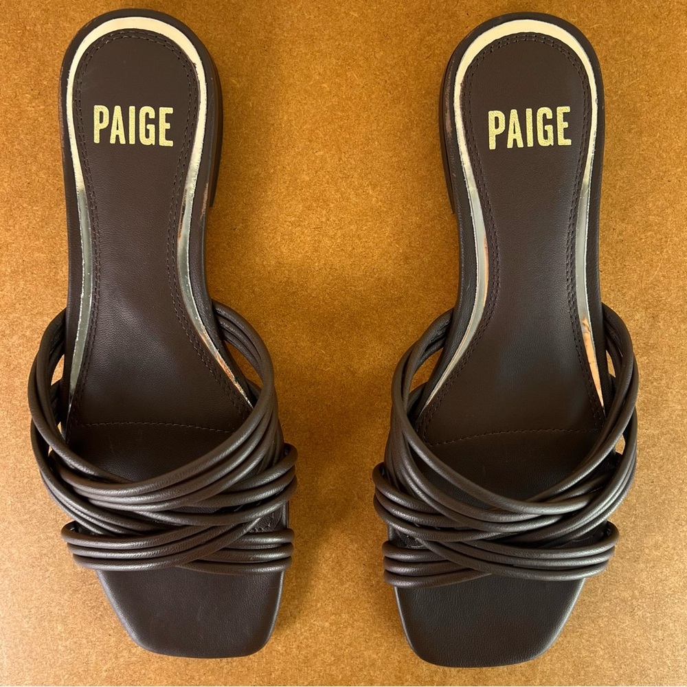NEW PAIGE BROWN LEATHER FLAT SANDALS - Picture 12 of 13